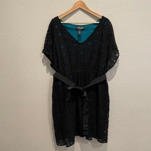Black Lace over Teal Shell Dress by Lane Bryant